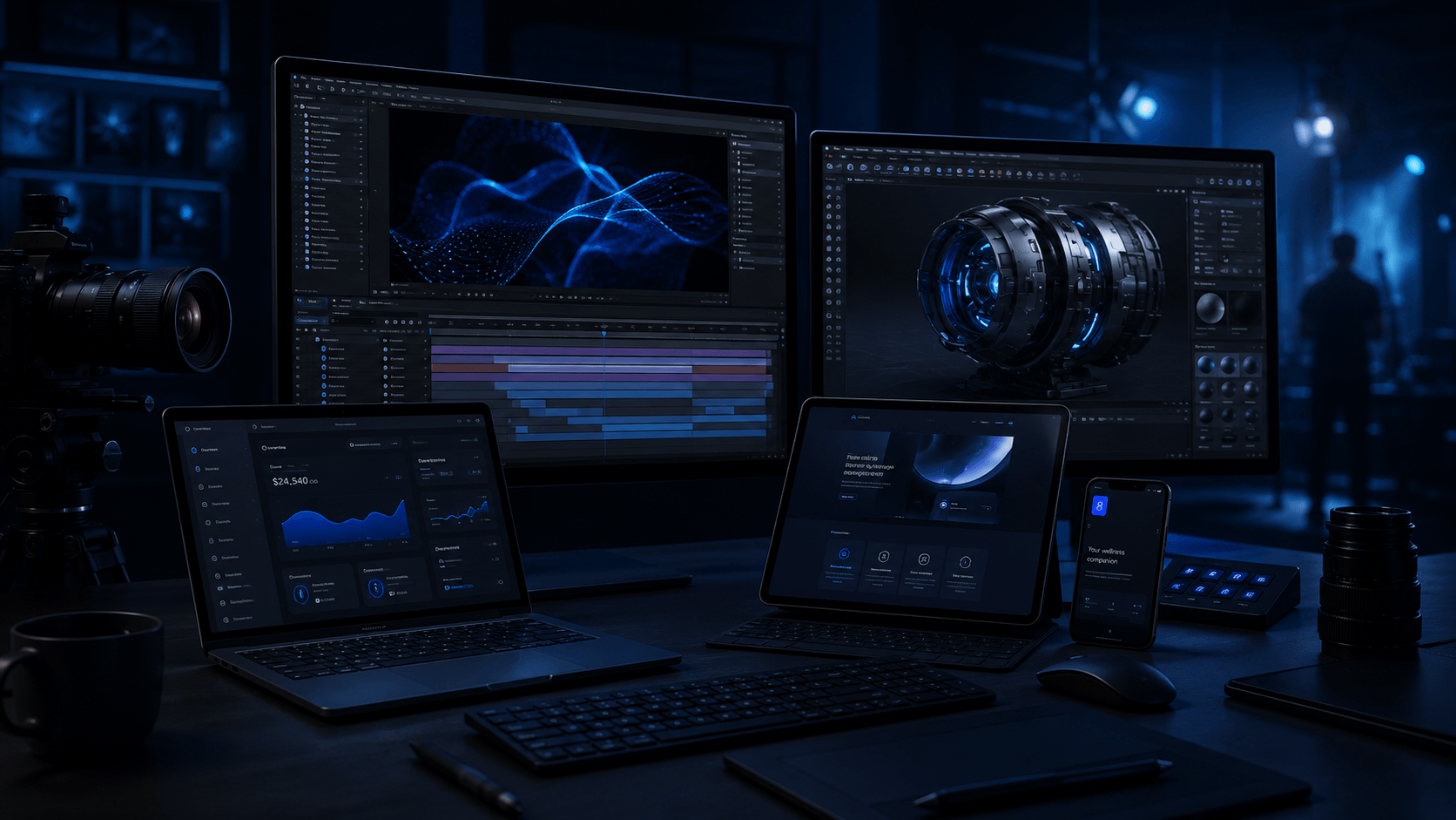 Creative production and digital design workspace